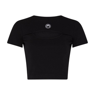 Moon logo ribbed jersey cut-out t-shirt