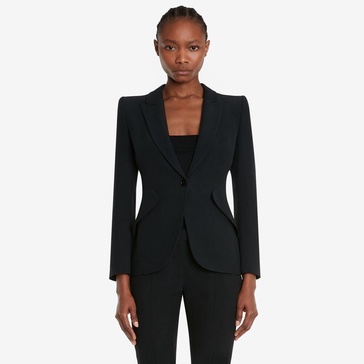 Leaf crepe single breast fitted blazer