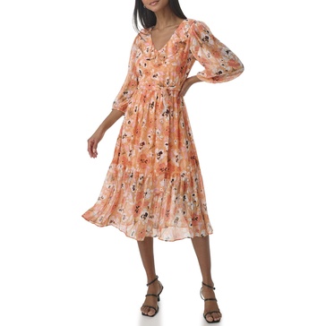 KARL LAGERFELD Women's Floral Ruffle Midi Dress