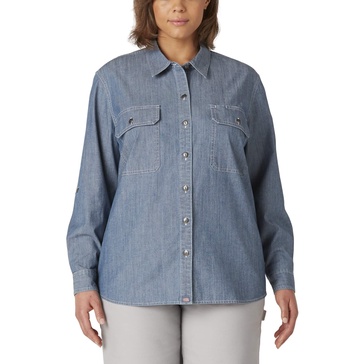 Dickies Women's Plus Size Long Sleeve Roll-tab Work Shirt