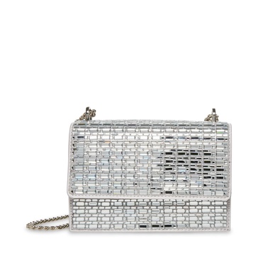 Betsey Johnson Shine On Convertible Flap Bag, Silver