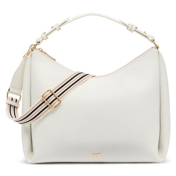 DKNY Top Zip Closure Casual Hobo Bag, Optic White/Gold