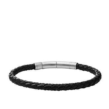 Fossil Men's Casual Stainless Steel and Genuine Leather Bracelet for Men