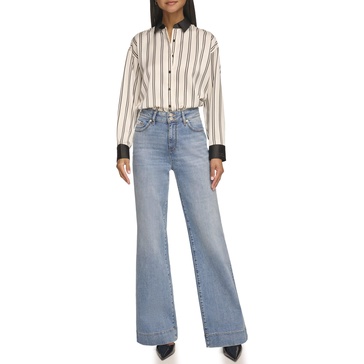 KARL LAGERFELD Women's Oversize Stripe Blouse