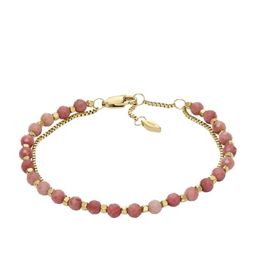 Fossil Women's All Stacked Up Pink Rhodochrosite Multi-Strand Bracelet, Color: Pink/Gold (Model: JF04682710)