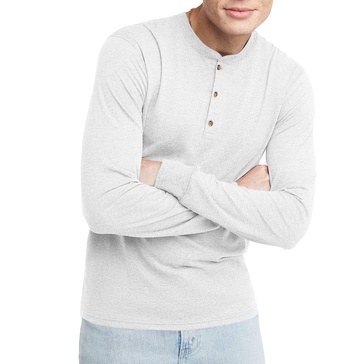 Hanes Originals Men's Tri-Blend Long Sleeve Henley T-Shirt, Lightweight Long Sleeve Tee