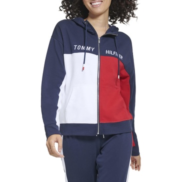 Tommy Hilfiger Women's Soft & Comfortable Fleece Colorblocked Full Zip Hoodie