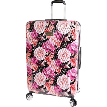 BEBE Women's Luggage Marie 29" Hardside Check in Spinner, Telescoping Handles, Black Floral Print, One Size