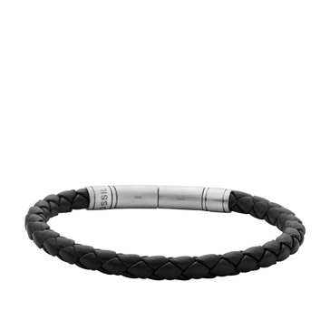 Fossil Men's Casual Stainless Steel and Genuine Leather Bracelet for Men