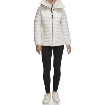 DKNY Women's Bib-Front Light-Weight Puffer