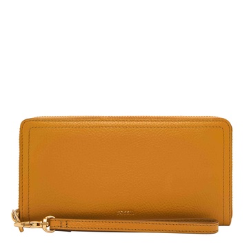 Fossil Women's Logan Leather RFID-Blocking Zip Around Clutch Wallet with Wristlet Strap for Women