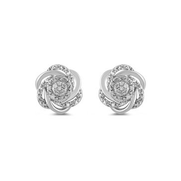 Amazon Essentials Sterling Silver Diamond 7 Stones Cluster Flower Stud Earrings (previously Amazon Collection)