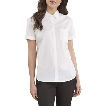 Dickies womens Stretch Poplin Button-up Short Sleeve Shirt