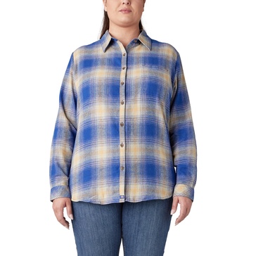 Dickies Women's Plus Long Sleeve Plaid Flannel Shirt