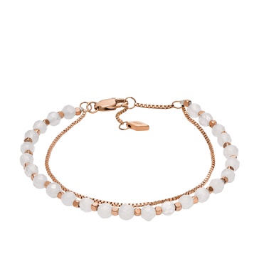 Fossil Women's Rose Gold-Tone Stainless Steel Chain or Beaded Bracelet for Women