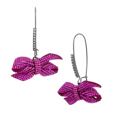 Betsey Johnson Womens Pavé Bow Earrings