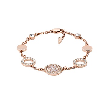 Fossil Women's Rose Gold-Tone Stainless Steel Chain or Beaded Bracelet for Women