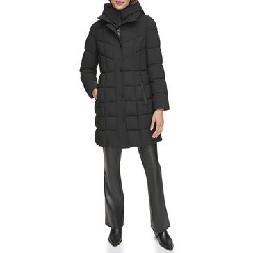 DKNY Women's Bib-Front Long Puffer