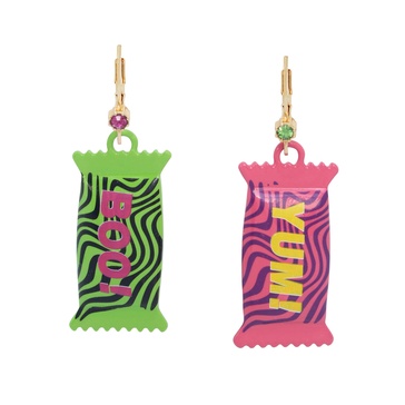 Betsey Johnson Womens Candy Mismatch Drop Earrings