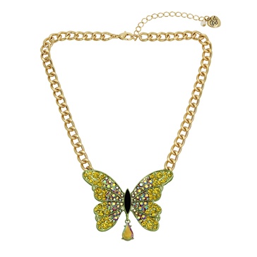 Betsey Johnson Womens Butterfly Stone Pendant Necklace