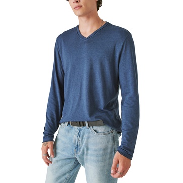 Lucky Brand Men's Venice Burnout Long Sleeve V Neck