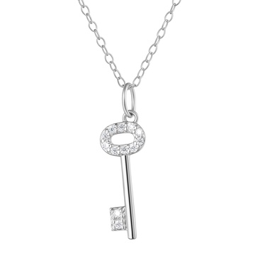 Amazon Essentials 1/10 CT TW Diamond Key Necklace in Sterling Silver (previously Amazon Collection)