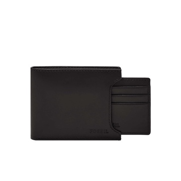 Fossil Men's Derrick Leather Bifold Sliding 2-in-1 with Removable Card Case Wallet, Black, (Model: ML3685001)