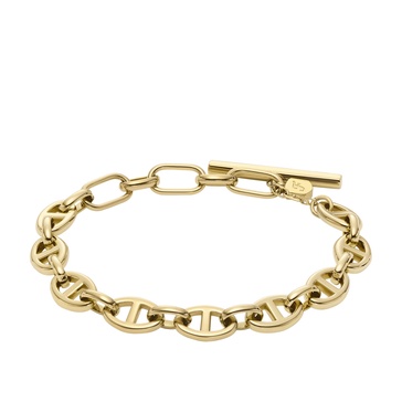 Fossil Women's Heritage D-Link Stainless Steel Chain Bracelet, Color: Gold (Model: JF04759710)