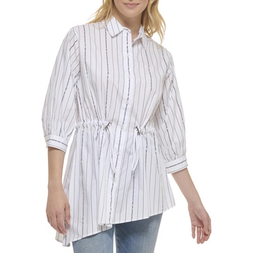 KARL LAGERFELD Women's Everyday Waist Tie Blouse Long Sleeve