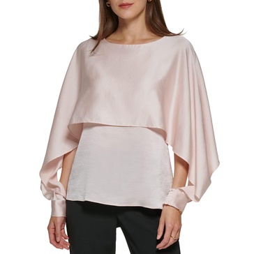 DKNY Women's Long Caped Sleeve Blouse