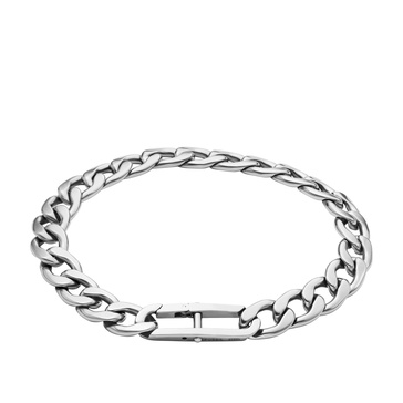 Fossil Men's Plated Stainless Steel Engravable Personalized Gift ID, Chain or Cuff Bracelet for Men