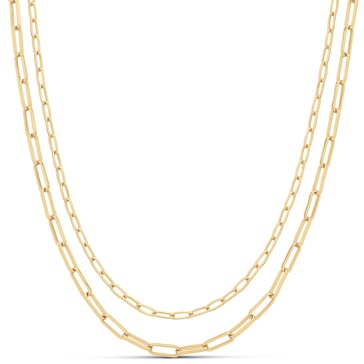 Amazon Essentials 14K Gold Plated Layered 2 Row Chain Necklace