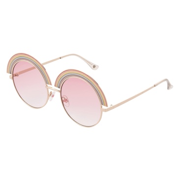 Betsey Johnson Women's Over The Rainbow Novelty Round Sunglasses, Gold, 144 mm