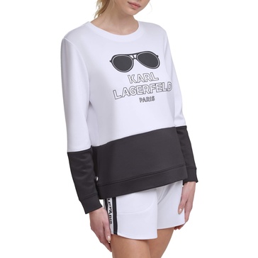 KARL LAGERFELD Women's Long Sleeve Graphic Crewneck Sweatshirt