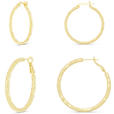 Amazon Essentials Plated Diamond Cut Hoop Earring Set