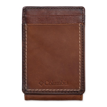 Columbia Men's Leather Front Pocket Wallet Card Holder for Travel