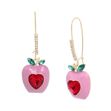 Betsey Johnson Womens Apple Dangle Earrings