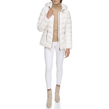 DKNY Women's Hooded Light-Weight Puffer