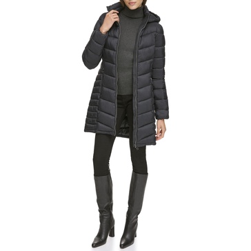 DKNY Women's Hooded Light-Weight Puffer