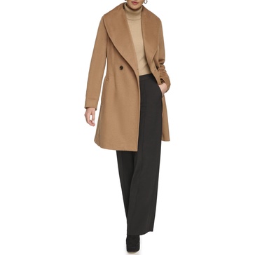 DKNY Women's Wool, Shawl Collar Camel