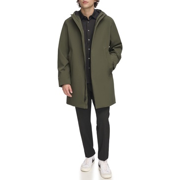 DKNY Men's Water Resistant Hooded Logo Parka Jacket