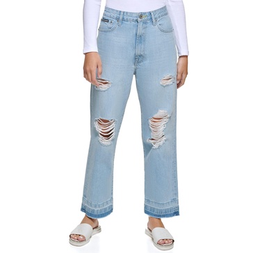 DKNY Women's Cuffed Boyfriend Straight Jeans