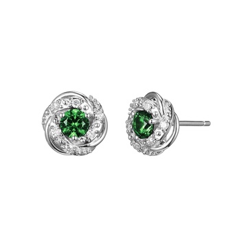 Amazon Essentials Created Gemstone and 1/8th CT TW Lab Grown Diamond Love Knot Stud Earrings in Platinum Over Sterling Silver (previously Amazon Collection)