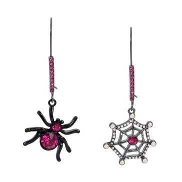 Faux Stone Spider Web Mismatch Dangle Earrings