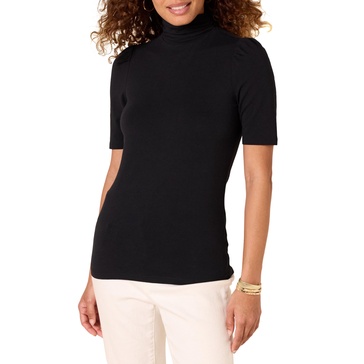 Amazon Essentials Women's Cotton Modal Draped Puff Sleeve Turtleneck