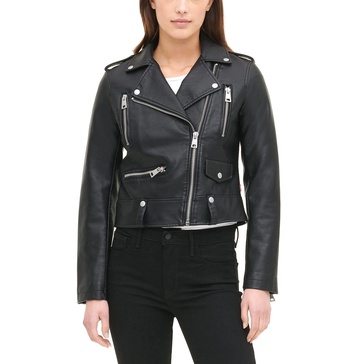 Levi's Women's Cropped Faux Leather Motorcycle Jacket