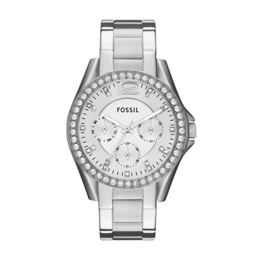 Fossil Riley Women's Watch with Crystal Accents and Stainless Steel Bracelet Band