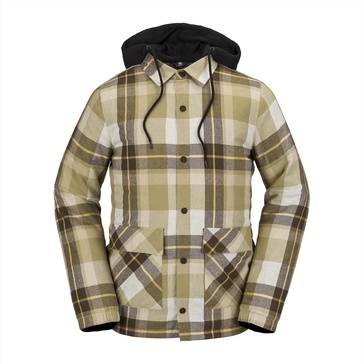 Volcom Men's Field Insulated Flannel Hooded Snowboard Shirt Jacket