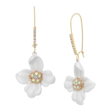 Betsey Johnson Womens Flower Dangle Earrings