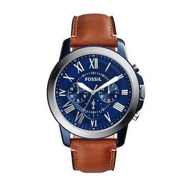 Fossil Grant Men's Watch with Chronograph or Automatic Display and Genuine Leather or Stainless Steel Band